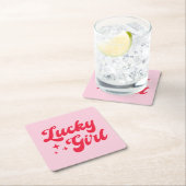 Lucky Girl Rechteckiger Pappuntersetzer (Vor Ort)