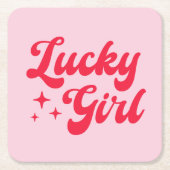Lucky Girl Rechteckiger Pappuntersetzer (Vorderseite)