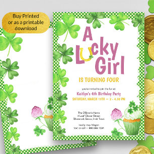Lucky Girl Shamrock und Muffin Geburtstagsfeier Ei Einladung
