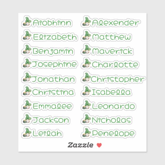 Lucky Gnome Custom Multiple Name Stickers Aufkleber (Blatt)