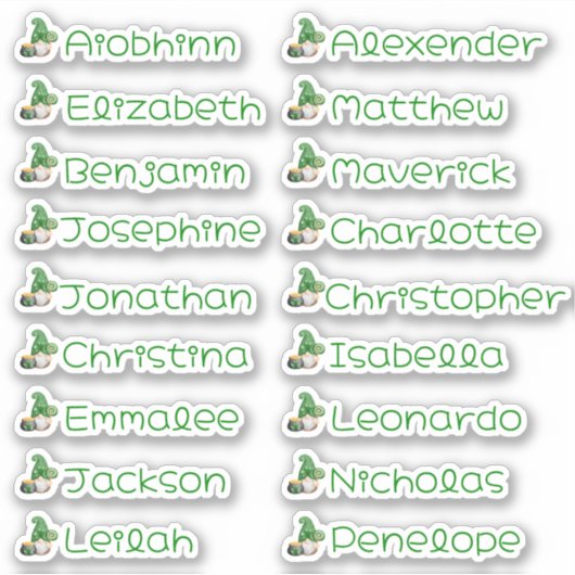 Lucky Gnome Custom Multiple Name Stickers Aufkleber (Vorderseite)