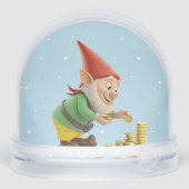 Lucky Gnome Elf with Gold Coins Snow Globe Schneekugeln (Rückseite)