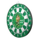 Lucky Gnome mit Gold Confetti auf Emerald Green Dartscheibe (Vorderseite rechts)