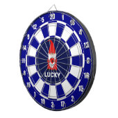 Lucky Gnome mit Herz auf blau & weiß Dartscheibe (Vorderseite rechts)