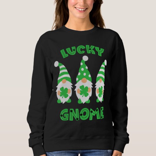 Lucky Gnome St Patrick S Niedlich Drei Gnomes Hold Sweatshirt (Vorderseite)