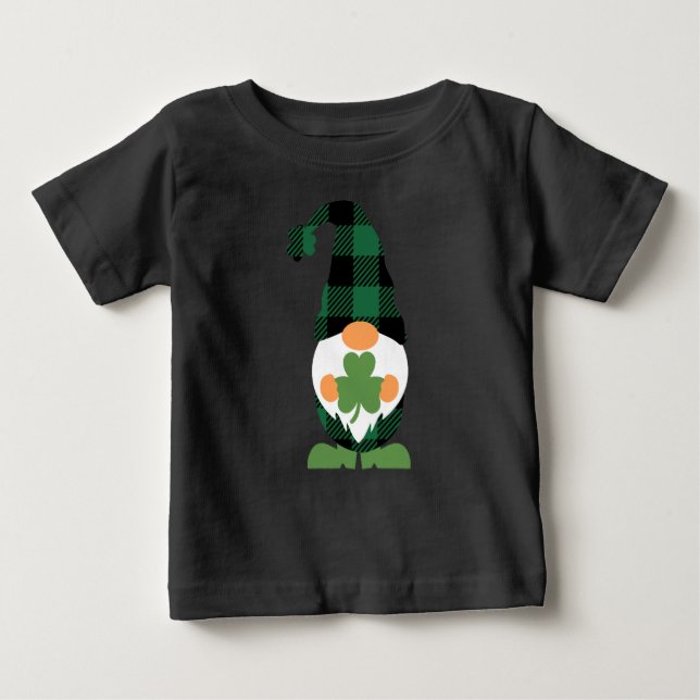 Lucky Gnome St. Patrick's Day Baby T-shirt (Vorderseite)
