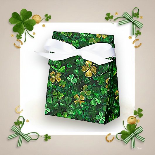 Lucky Gold and Green Shamrock Party Geschenkschachtel