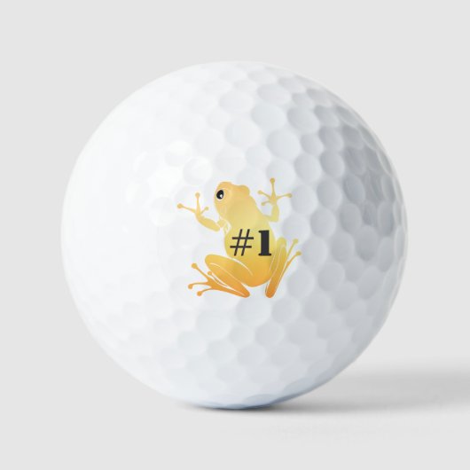 Lucky Gold Frog Illustration "#1" Custom Golfball (Vorderseite)