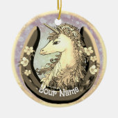 Lucky Gold Unicorn Keramik Ornament (Vorne)
