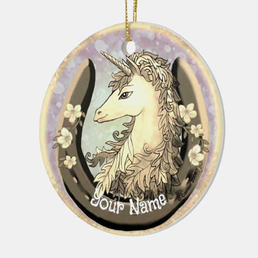 Lucky Gold Unicorn Keramik Ornament (Links)