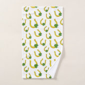 Lucky Golden Horseshoe mit Kleeblatt auf Weiß Badhandtuch Set (Handtuch)