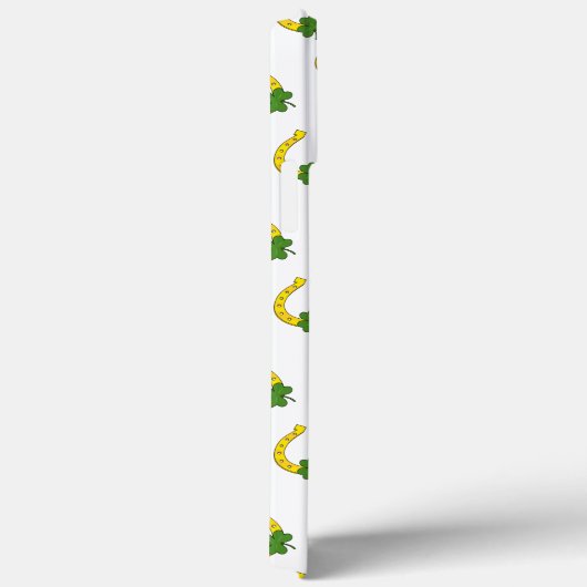 Lucky Golden Horseshoe mit Kleeblatt auf Weiß Case-Mate iPhone Hülle (Rückseite / Rechts)