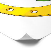 Lucky Golden Horseshoe mit Kleeblatt auf Weiß Poster (Ecke)
