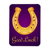 Lucky Golden Horseshoe Viel Glück Deep Lila Magnet (Vertikal)