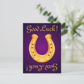 Lucky Golden Horseshoe Viel Glück Deep Lila Postkarte (Stehend Vorderseite)