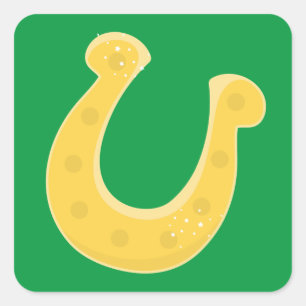 Lucky Golden Hufeisen Quadratischer Aufkleber