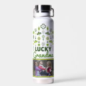 "Lucky Grandma" Kleeblatt Kleeblatt Foto Trinkflasche (Rückseite)
