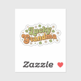Lucky Grandma Retro 70s Groovy Script Flower  Aufkleber