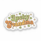 Lucky Grandma Retro 70s Groovy Script Flower  Aufkleber (Vorderseite)