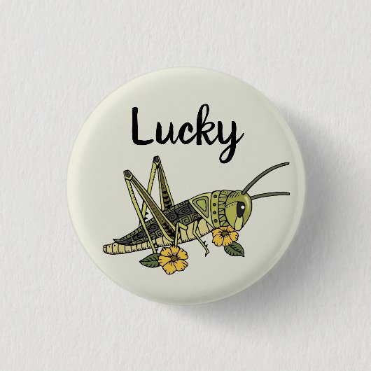 Lucky Grasshopper Button (Vorderseite)