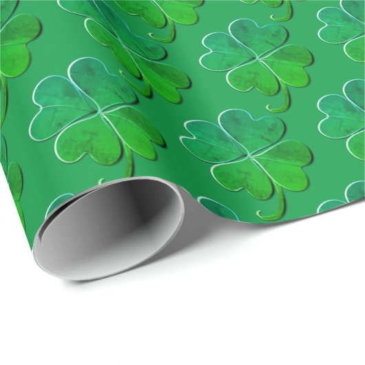 Lucky Green 4leaf Klee Geschenkpapier (Rolleneckpunkt)