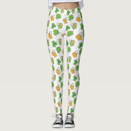 Lucky Green Beer und Kleeblatts St. Patrick's Day Leggings