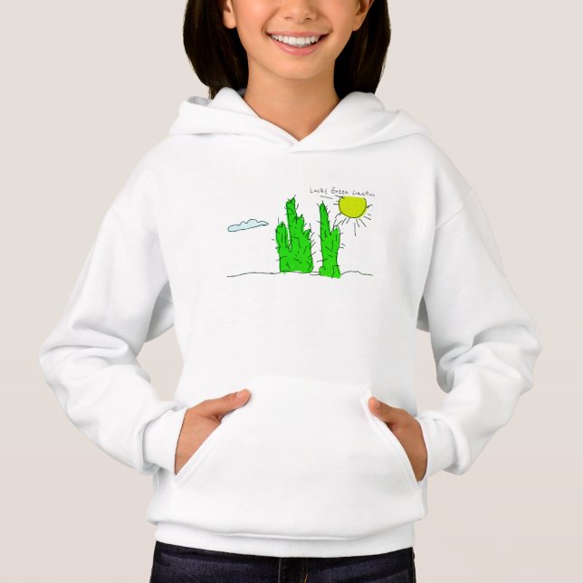 Lucky Green Cactus Doodle Funky Hoodie (Vorderseite)