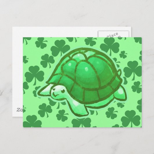 Lucky Green Closed Turtles Postkarte (Vorne/Hinten)