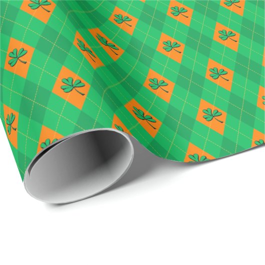 Lucky Green Clover Kleine Raute St. Patrick's Day Geschenkpapier (Rolleneckpunkt)
