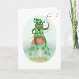 Lucky Green Cowboy Frog Birthday Karte