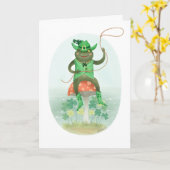 Lucky Green Cowboy Frog Birthday Karte (Gelbe Blume)
