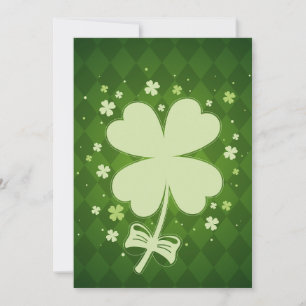 Lucky Green Diamond Vier Leaf Ribbon Klee Feiertagskarte