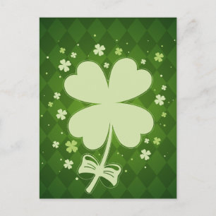 Lucky Green Diamond Vier Leaf Ribbon Klee Feiertagspostkarte