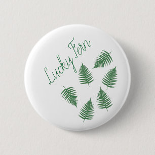 Lucky Green Fern Muster Round Button