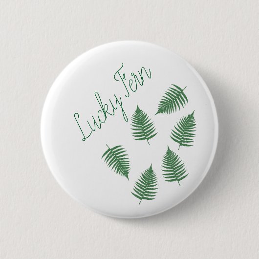 Lucky Green Fern Muster Round Button (Vorderseite)