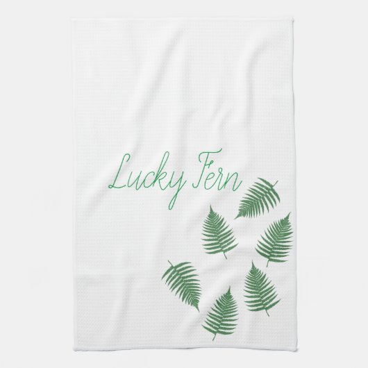 Lucky Green Fern Pattern Geschirrtuch (Vertikal)