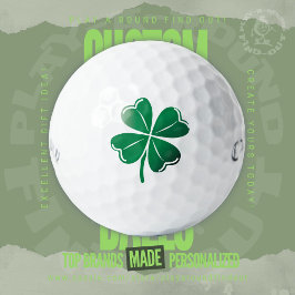 Lucky Green Four Leaf Clover Shamrock St Patrick's Golfball