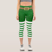 Lucky Green Glitzer Leprechaun St. Patrick's Day Capri Leggings (Vorderseite)