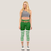 Lucky Green Glitzer Leprechaun St. Patrick's Day Capri Leggings (Vorderseite)