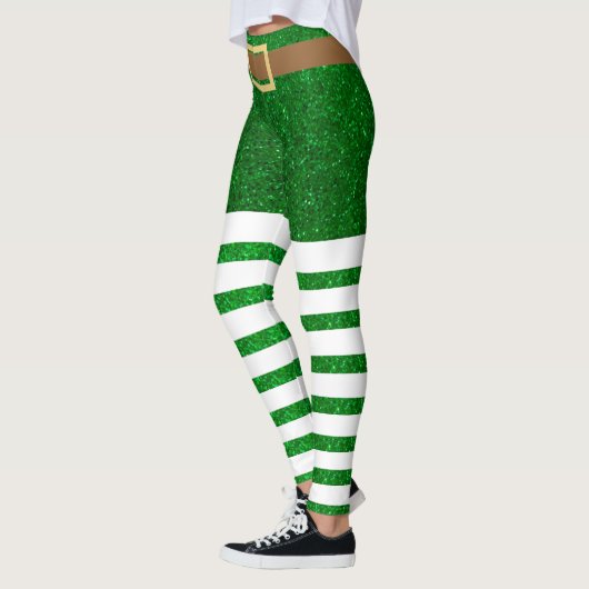Lucky Green Glitzer Leprechaun St. Patrick's Day Leggings (Links)