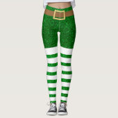 Lucky Green Glitzer Leprechaun St. Patrick's Day Leggings (Vorderseite)