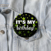 Lucky Green Glitzer Star Confetti Mein Geburtstag Button (Beispiel)