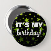 Lucky Green Glitzer Star Confetti Mein Geburtstag Button (Vorne & Hinten)