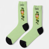 Lucky Green Gnome auf Light Green Socken (Linkes Detail)