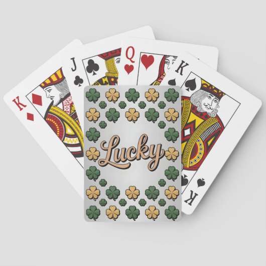 Lucky Green Gold Shamrocks Silver Card Deck Spielkarten (Rückseite)