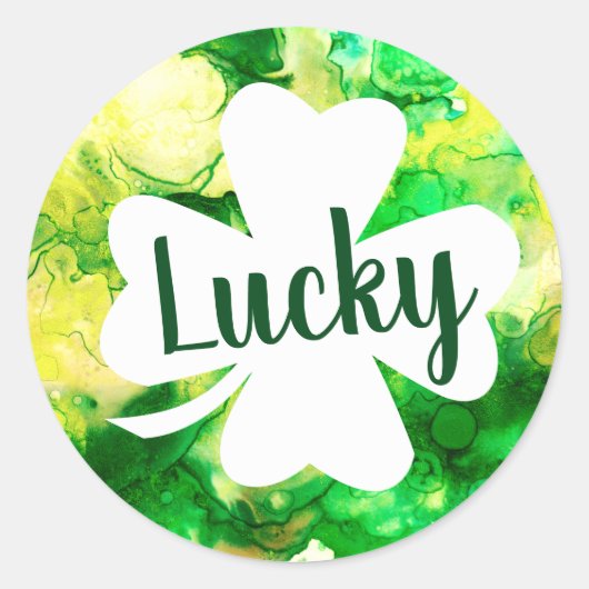 Lucky Green Ink Spritzer Kleeblatt Runder Aufkleber (Vorderseite)
