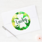 Lucky Green Ink Spritzer Kleeblatt Runder Aufkleber (Umschlag)