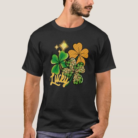 Lucky Green Irish Kariert Kleeblatt St Patrick's D T-Shirt (Vorderseite)