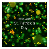 Lucky Green Irish Kleeblatt Glitzer Pattern Poster (Vorderseite)
