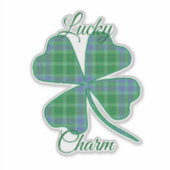 Lucky Green Karo Schamrock Vier-Blatt-Klee  Aufkleber (Vorderseite)